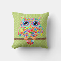 Unik Funky Modern Lime Green Uggla Art Cushion