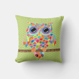 Unik Funky Modern Lime Green Uggla Art Cushion Kudde