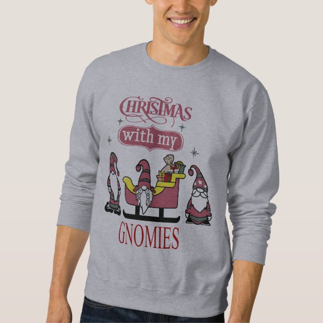 Unik Garden Gnome-jultomte med min Gnomie Lång Ärmad Tröja (Framsida)