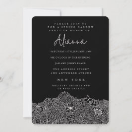 Unik Garden Scene Artist Birthday Black White Inbjudningar
