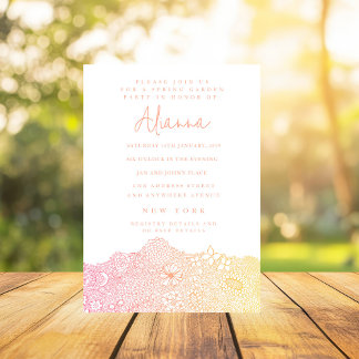 Unik Garden Scene Artist Birthday Coral Peach Inbjudningar