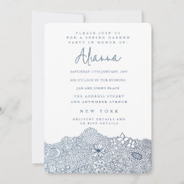 Unik Garden Scene Artist Birthday Navy Blue Inbjudningar