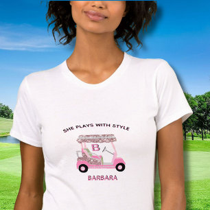 Unik Glam Rosa Golf Cart Monogram Bella+Canvas T Shirt