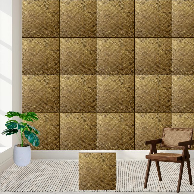 Unik glamorös Modern Guld Gnistra Kakelplatta (Unique Glamorous Modern Gold Sparkle Ceramic Tile)