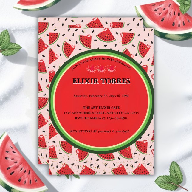 Unik Glitter Modern Watermelon Baby Shower Inbjudningar (Skapare uppladdad)