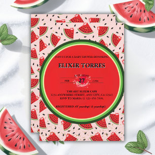 Unik Glitter Modern Watermelon Baby Shower Inbjudningar