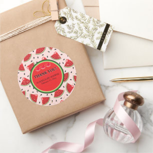 Unik Glitter Modern Watermelon Baby Shower Runt Klistermärke