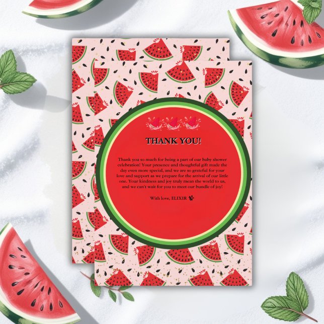 Unik Glitter Modern Watermelon Baby Shower Tack Kort (Skapare uppladdad)