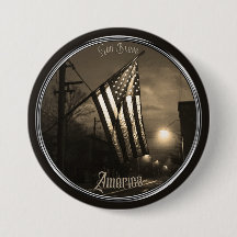 Unik "God Bless America"-flagga på natten i staden