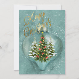 Unik God jul Träd Ornament Snö Julkort