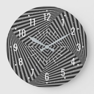 Unik Grå och Svart Geometrisk Stor Klocka