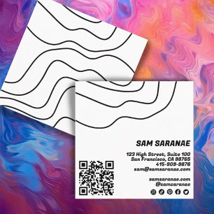 Unik grafik, BW QR-Abstrakt med minimal Linjer Fyrkantigt Visitkort