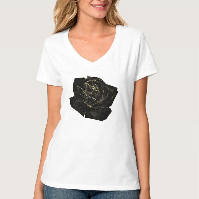 Unik grafik för Guld Black Glam Ro Elegant- T Shirt (Framsida)