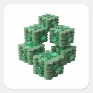 Unik grön GREEN COINS-dekalkmotiv Fyrkantigt Klistermärke