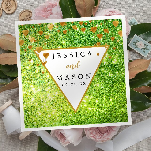 Unik Grönt för elegant i Sparkly Bröllop Pappersservett (Skapare uppladdad)
