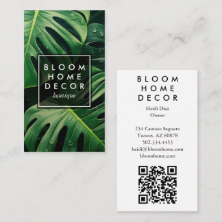 Unik Grönt Monstera Löv Fotography QR-kod Visitkort