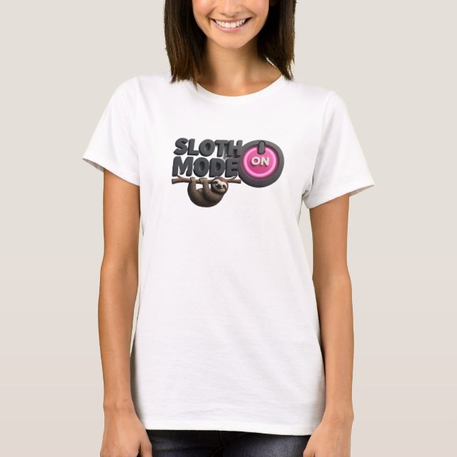 Unik gul grafisk t-shirt med SLOTH MODE ON (Framsida)