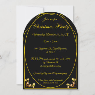 Unik Guld Black jul Party Merry & BrightStor I Inbjudningar