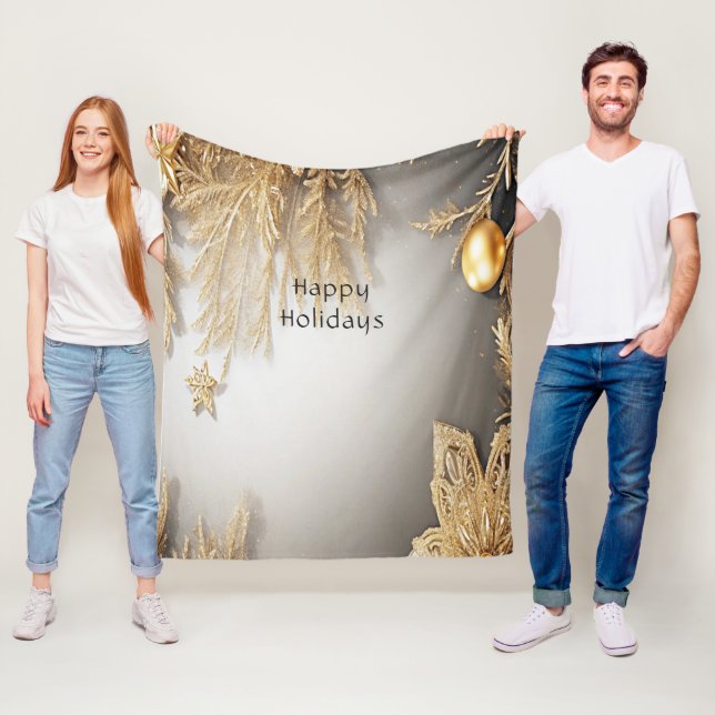 Unik Guld dekorativ Helgdag Fleece Blanket (På plats)
