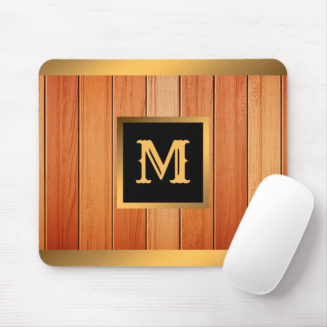 Unik Guld Luxury Wood Monogrammed Musmatta (Med mus)
