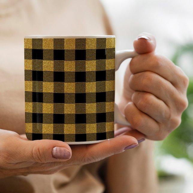 Unik Guld och svart Buffalo har dekorerat Kaffemugg (Skapare uppladdad)