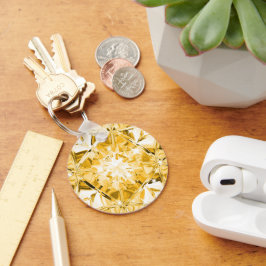 Unik Gult Diamond Anpassat namn Modern Nyckelring