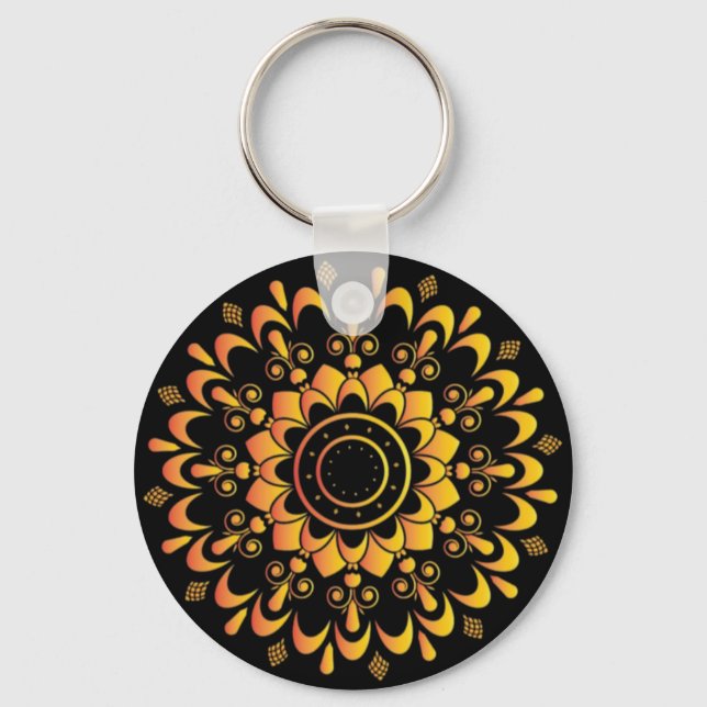 Unik gyllene mandaladesign-95747 nyckelring (Framsida)
