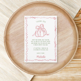 Unik Hand plockade Bow Little Pumpkin Baby Shower Tack Kort