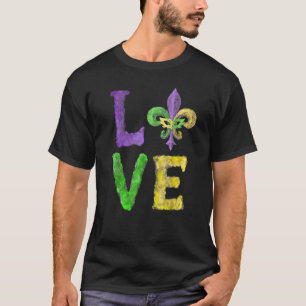 Unik Hand plockade Fluer de Lis Mardi Gras KÄRLEK- T Shirt