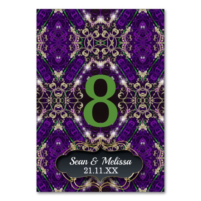 Unik händelse för Gnistran Guld i lila Grönt Bordsnummer (Framsidan)