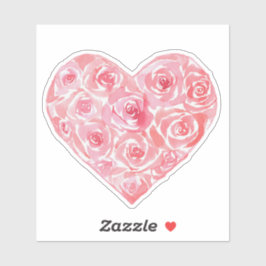 Unik handmålad vattenfärg Rosa ros Heart Klistermärken