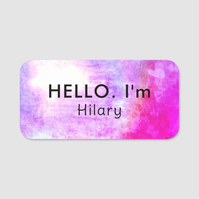 Unik Hej Black Shock rosa Magnetic Namnbricka (Framsida)