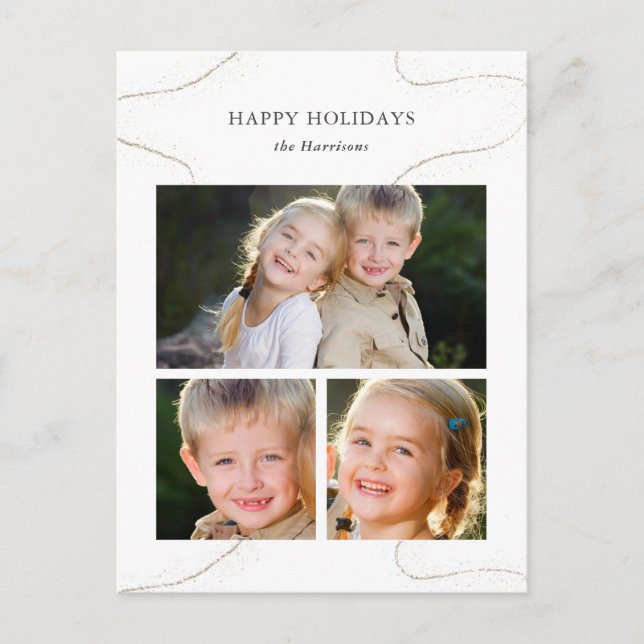 Unik Helgdag för julfoto för anpassningsbar Collag Vykort (Framsida)