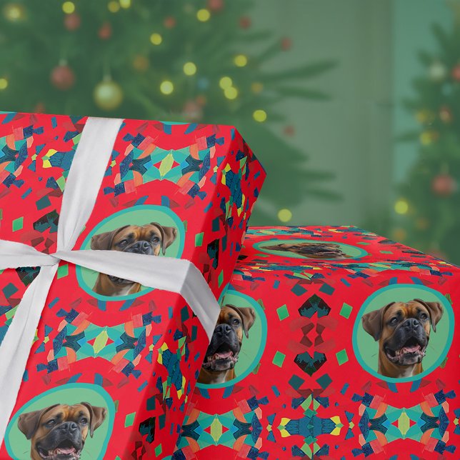 Unik Helgdag Hund Foto First Pet Gift Santa Hat Presentpapper (Skapare uppladdad)