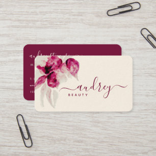Unik Hibiscus Burgundy Blommigt Finare Namntecknin Visitkort