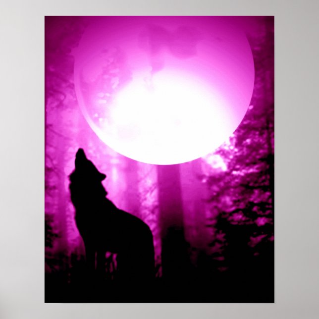 Unik Howling Varg Silhouette Poster (Framsidan)