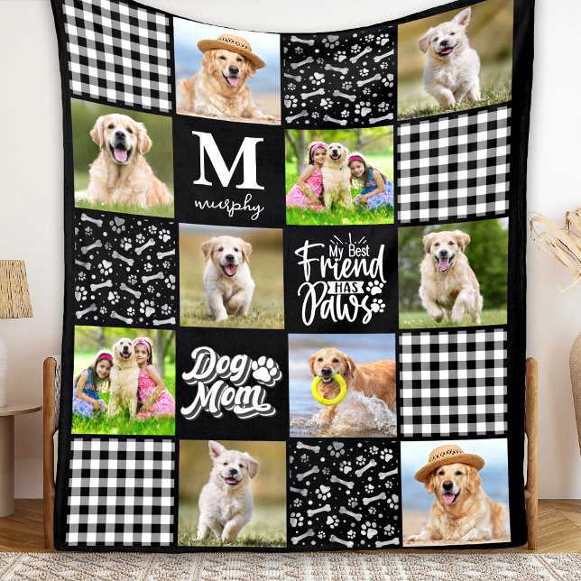 Unik HUND Quilt för Photo Collage Personlig MAMMA Fleecefilt (Skapare uppladdad)
