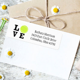 Unik I kärlek tennis med Gult Boll Returadress Etikett