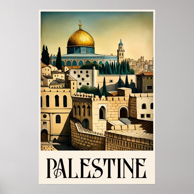 Unik illustration i vintage-stil Jerusalem-plakat Poster (Framsidan)