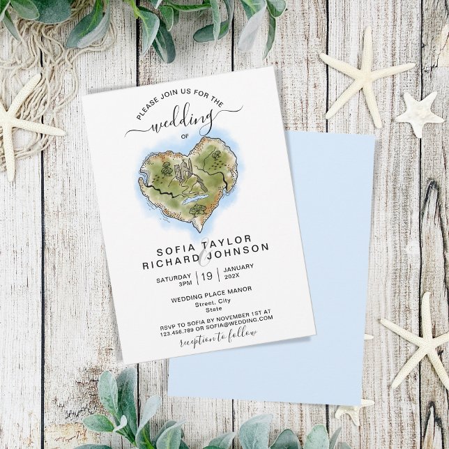 Unik illustrerad resning i Karta vid destinationsb Inbjudningar (Skapare uppladdad)