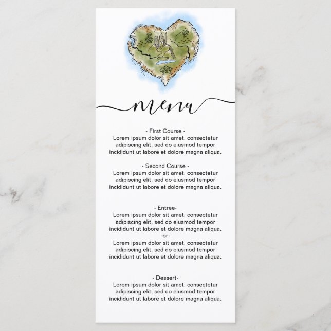 Unik illustrerad resning i Karta vid destinationsb Meny (Framsida)