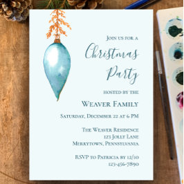 Unik inbjudan till Blue Watercolor-julfest