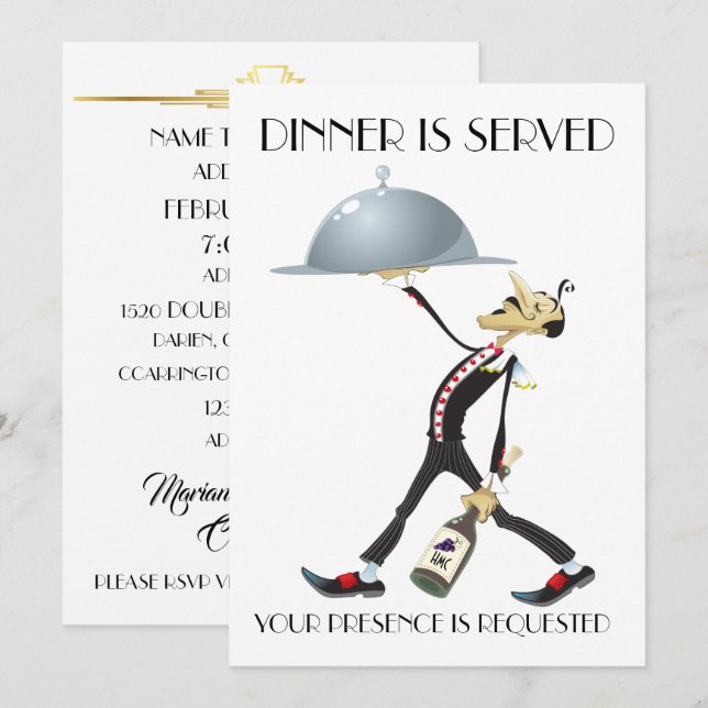 Unik inbjudan till middag / sammankomst (Fram/baksida)