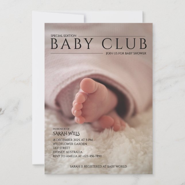 Unik inbjudan till Neutral babydusch från kön (Framsida)