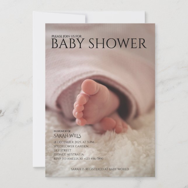 Unik inbjudan till Neutral babydusch från kön (Framsida)