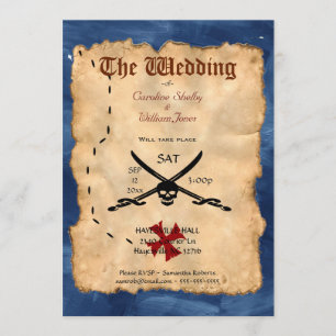 Unik inbjudan till Pirat Skull och Sword Wedding