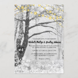 Unik inbjudan till Rustic Winter-ljusbröllop i Trä