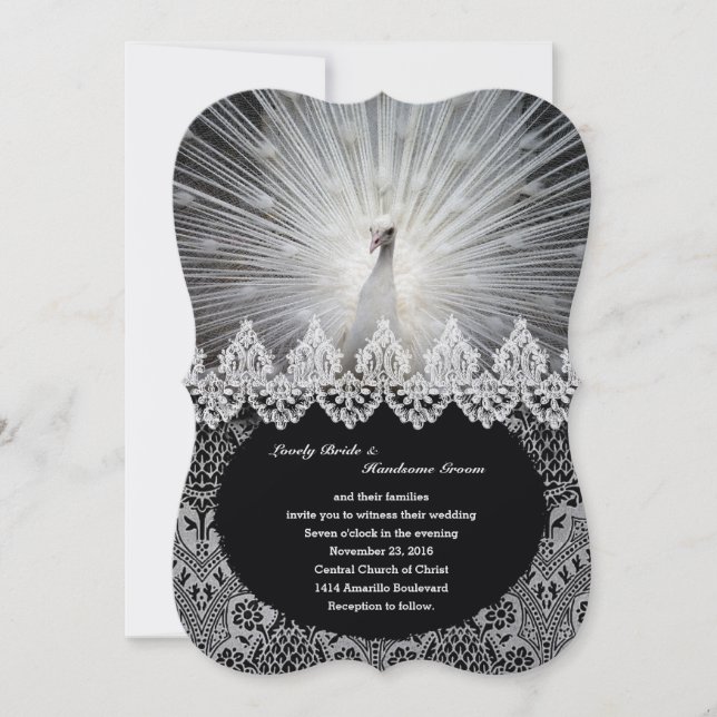 Unik inbjudan till White Peacock Snöre Finare-bröl (Framsida)