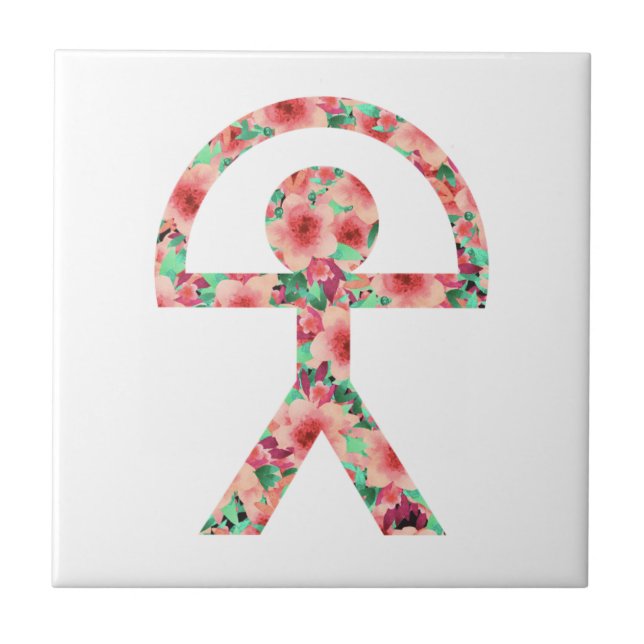 Unik indianmänniska i Blommigtens utformning Kakelplatta (Framsidan)