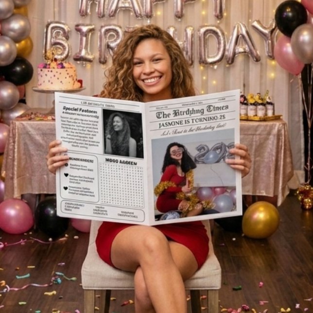 Unik infografik för tidningens födelsedagsprogram inbjudan (Skapare uppladdad)